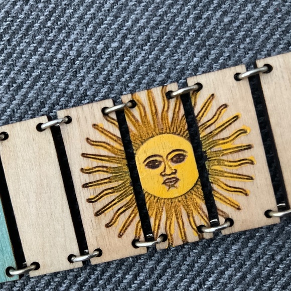 Artisan Crafted Wooden Sun God Bracelet - Picture 6 of 6
